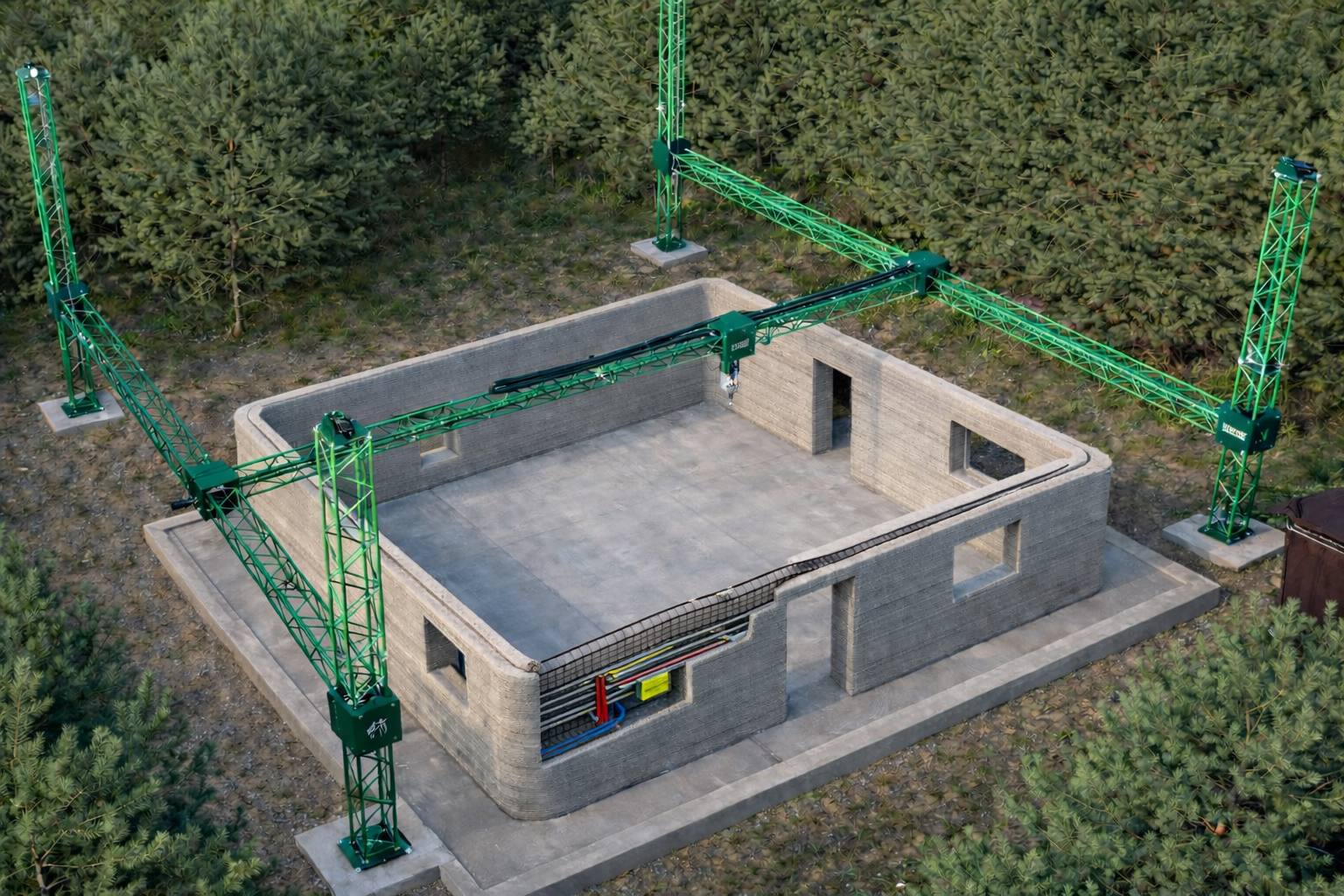 Прокладка коммуникаций внутри стен в процессе печати